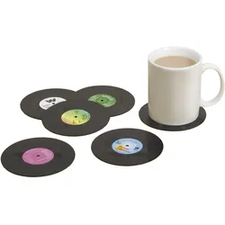 Gift Republic Untersetzer Set Schallplatten 6-tlg. - schwarz