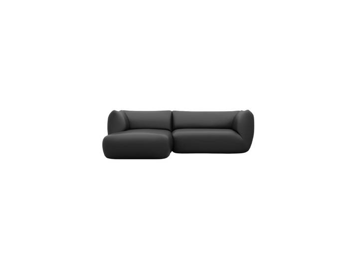 3/4-Sitzer Design Echtleder Ecksofa „Amalfi“ Echtleder Schwarz BLOOMINGLOFT Collection