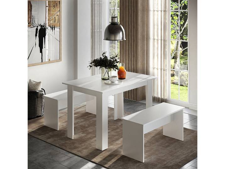 Vicco Essgruppe Sentio, Weiß, 112 x 73.6 cm mit 2 Bänken, (Set, 3-tlg., 3-er Set), platzsparend