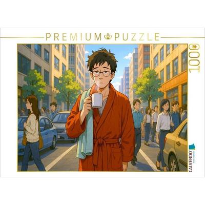 CALVENDO Puzzle Handtuch Tag - Mann mit Handtuch und Bademantel | 1000 Teile Lege-Größe 64x48cm Foto-Puzzle für glückliche Stunden
