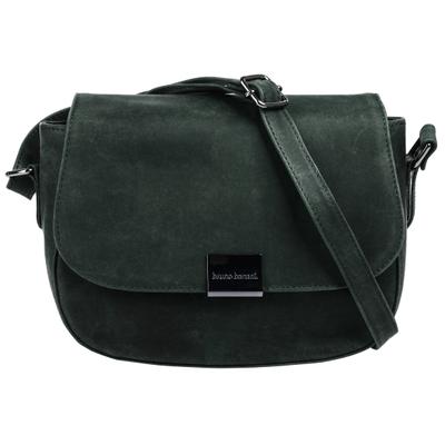 Umhängetasche BRUNO BANANI "BRUNO BANANI Damen echt Leder", Damen, Gr. B/H/T: 21cm x 16cm x 6cm onesize, grün, Leder, unifarben, Taschen Umhängetasche, echt Leder