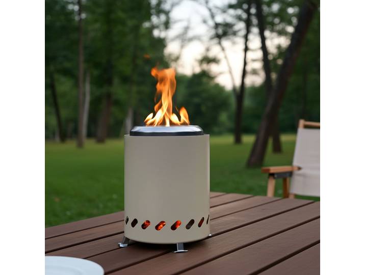 Kompaktes Tischfeuer Edelstahl, beige, 14,5 x 14,5 x 19,5 cm
