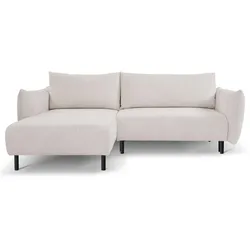ECKSOFA UNO Beige Plüsch-Stoff mit Schlaffunktion