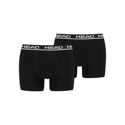 Boxer HEAD "HEAD BASIC BOXER 2P", Herren, Gr. M, schwarz, Obermaterial: 95% Baumwolle, 5% Elasthan, unifarben mit Farbeinsatz, körpernah, Unterhosen, mit elastischem Logobund