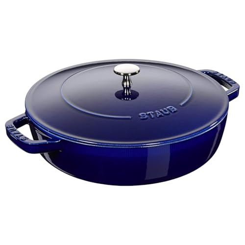 Staub Chistera braadpan van gietijzer, donkerblauw, 28 cm, B/D/H: 36.1 x 28 x 12.6 cm