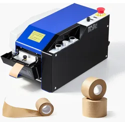 VEVOR Wasseraktivierter Klebebandspender mit 100–995mm Schnittlänge 220V, Automatischer Klebebandschneider für Nassklebeband, Verpackung & Lagerung, 40-100mm Bandbreite, mit 1,3kg Wassertank, Blau