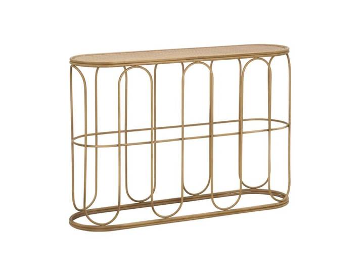 Console Samui en fer et rotin naturel — 110x32x77 cm - Réf. VK8681847486688