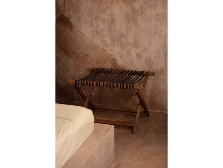 Porte-bagages bois de teck et tissu marron 80x55x50cm