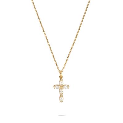 Kette mit Anhänger TAMARIS "Cross, Kreuz", gold (gelbgoldfarben), Halsketten, Damen, Edelstahl, L: 47 B: 0,4mm, B:0,4mm