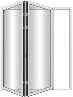 "KaMic Elite-Fold 72"" x 96"" 2-Panel Aluminum Folding Door in White with Hidden Hinges & Rollers, Folded Out From Right To Left"