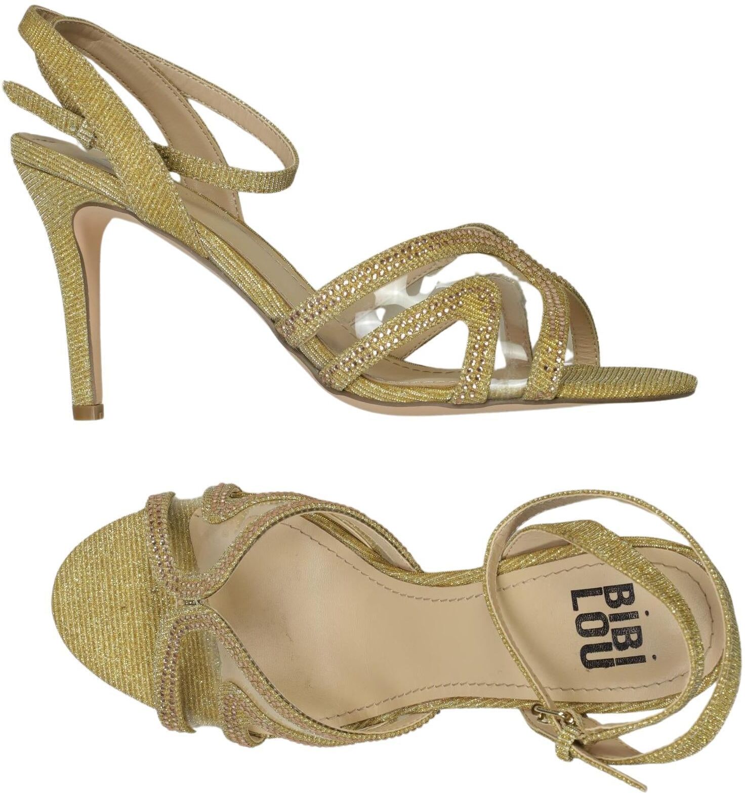 Bibi Lou Damen Sandalen, Gold, Gr. EU 39, Kunstleder - Second Hand