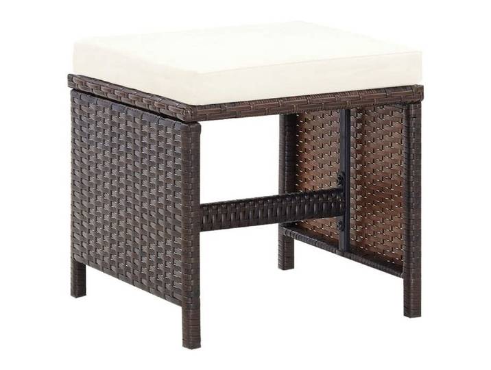 Mode Jeu de chaise et tabouret de jardin CHEZ YIYI Set de 4 Fauteuil de relaxation élégant Résine tressée Marron 52x60x84217