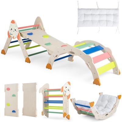 Costway 8-in-1 Foldable Climbing Toys for Toddlers Rocket-Themed-Multicolor