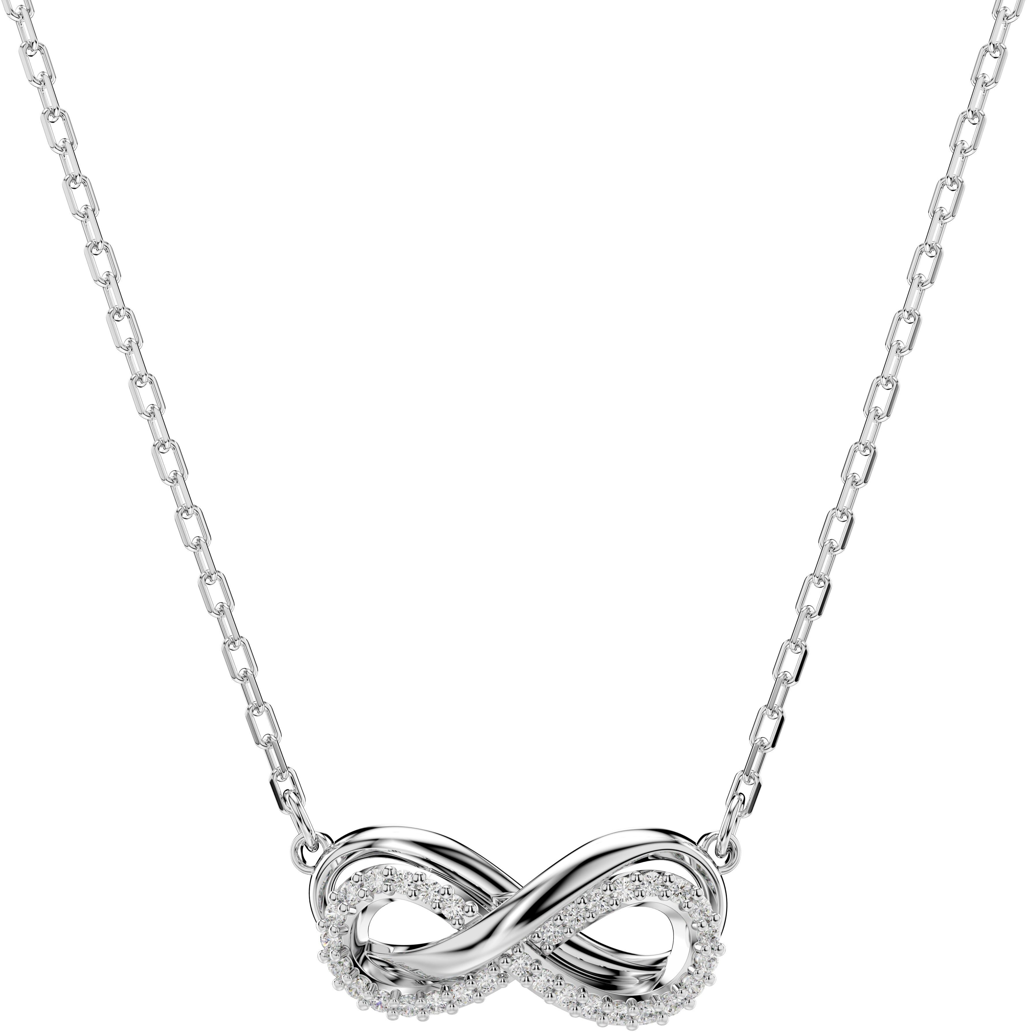Kette mit Anhänger SWAROVSKI "Hyperbola", silber (metallfarben, kristallweiß), Halsketten, Damen, Metall, L: 45, mit Swarovski Kristall