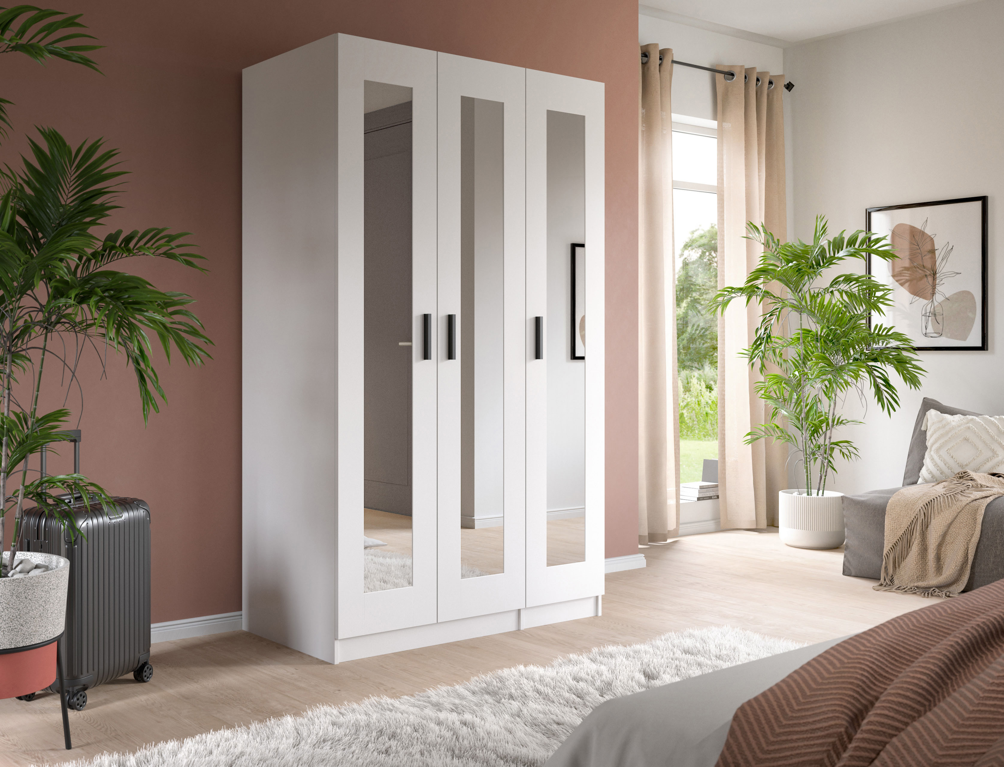 Kleiderschrank HOME AFFAIRE "Farmsen, Schlafzimmerschrank, Garderobe, Schrank", weiß, B:120cm H:195cm T:56cm, FSC-zertifizierter Holzwerkstoff, Schränke, Kleiderschrank, Kleiderschrank, Schlafzimmer, Garderobenschrank, Flur