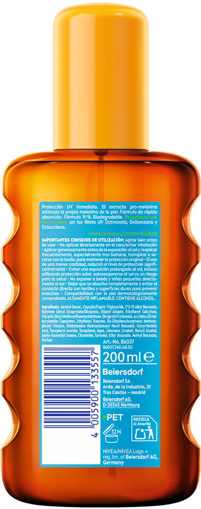 Nivea Sun PROTEGE&BRONCEA; aceite SPF20 200 ml