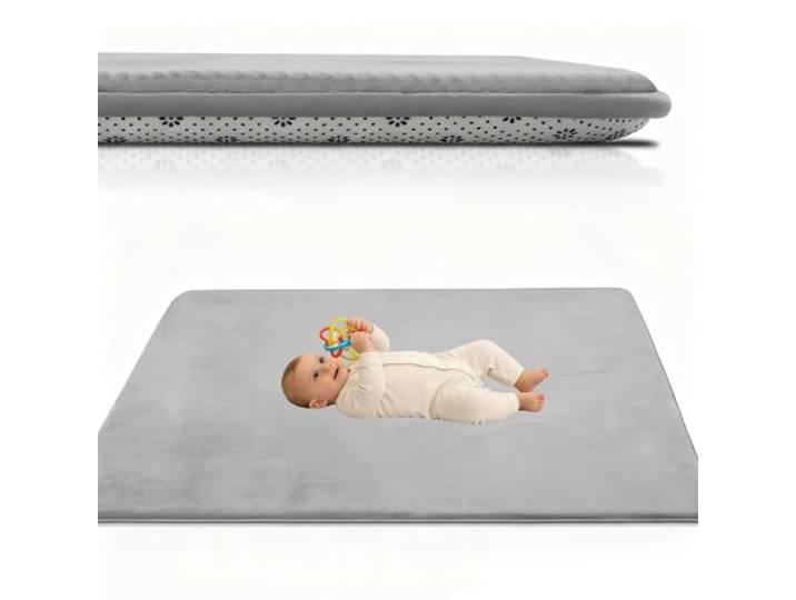 Atemrdsye Spielmatte Baby 200 x 250 cm Silbergrau Krabbelteppich Baby, 2.5cm Dicke Krabbelmatte Memory Foam Kinderteppich, Teppich Kinderzimmer, Krabbeldecke Baby Rutschfester Spielteppich Baby