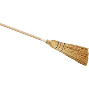 Nölle Besen Reisstrohbesen 5-Naht, 260500, mit 130 cm Holzstiel & Stroh-Borsten, Breite 25 cm