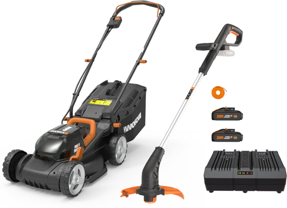 WORX twin pack WG927E - Tondeuse à gazon et coupe-bordure à batterie - 40V - 2x 2Ah
