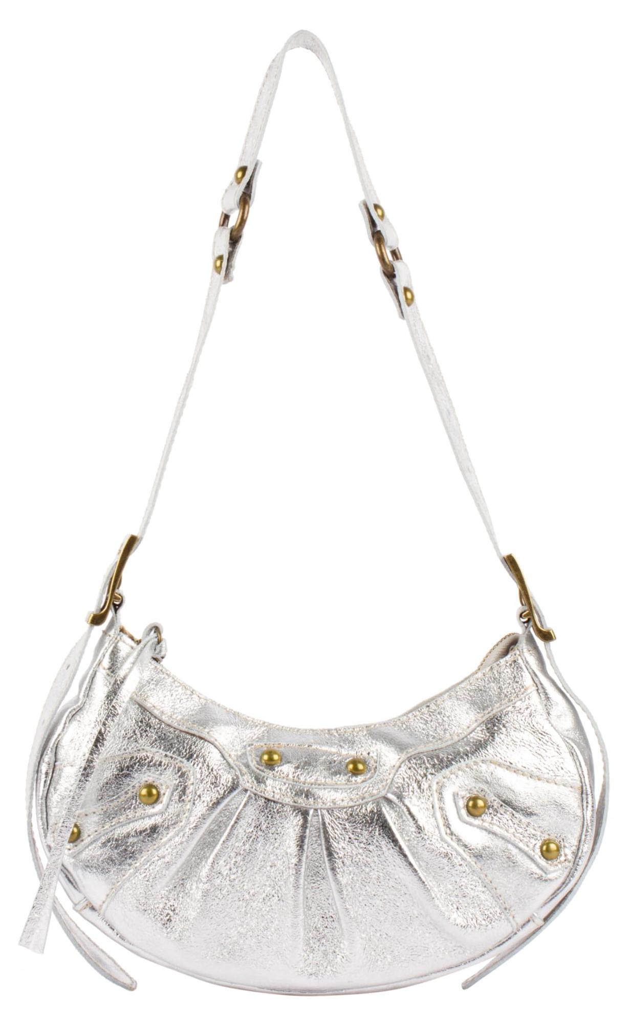 MAH Damen Schultertasche aus Metallic-Leder 27027997-MA01, SILBER, onesize