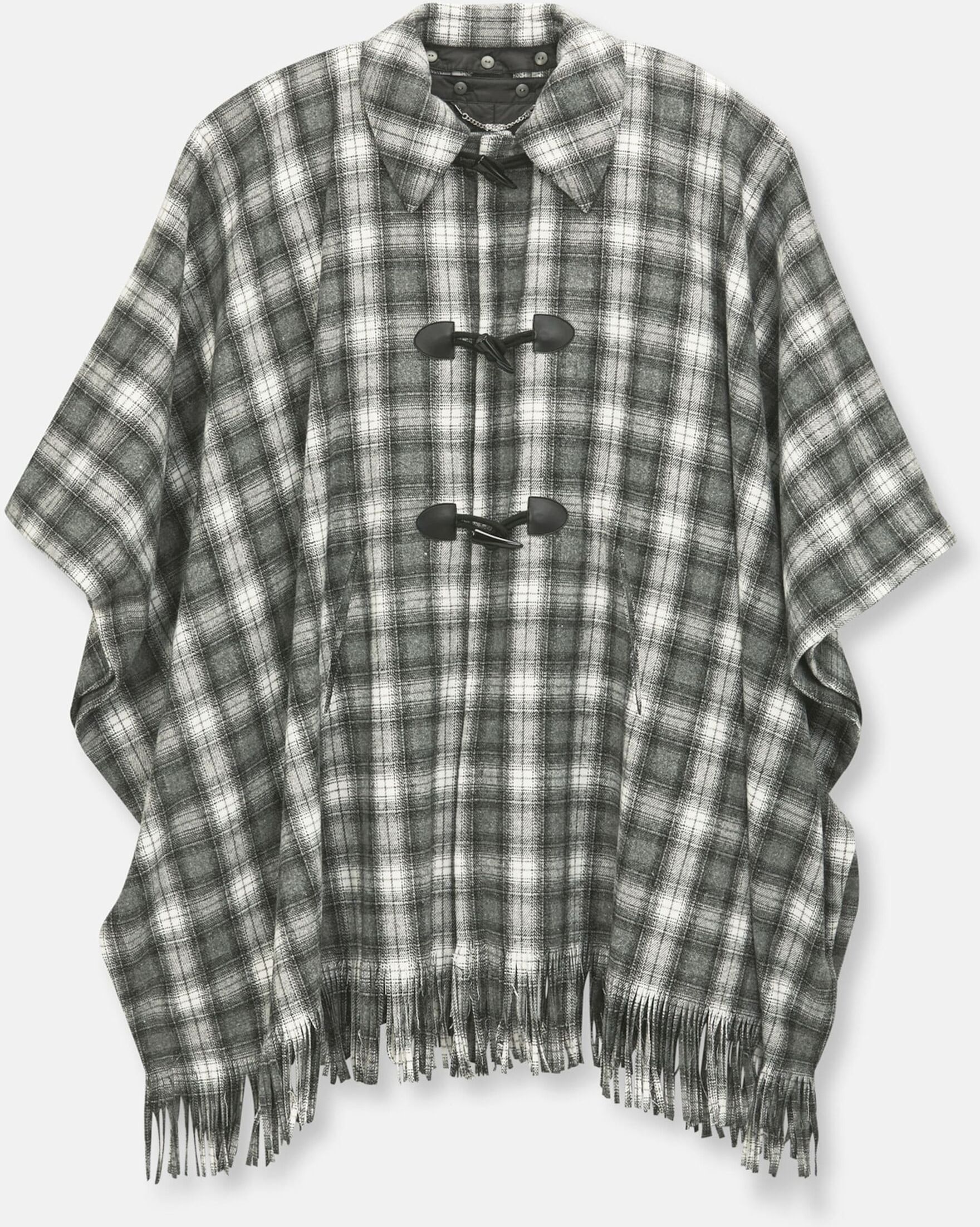 Cape MADELEINE "Cape Karo-Cape mit Innenweste, Hemdkragen", Damen, Gr. 34, weiß (wollweiß, steingrau), Obermaterial: 50% Polyester PES. 50% Wolle WO., Modern, Jacken Cape