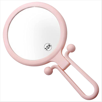 Quick Pick Pro Double Sided Folding Makeup Mirror, 10X Handheld Magnifier, Portable Handheld Mirror With Adjustable Handle For Beauty Double Sided Folding Makeup Mirror, 10X Handheld Magnifier, Portable Handheld Mirror With Adjustable Handle For Beauty