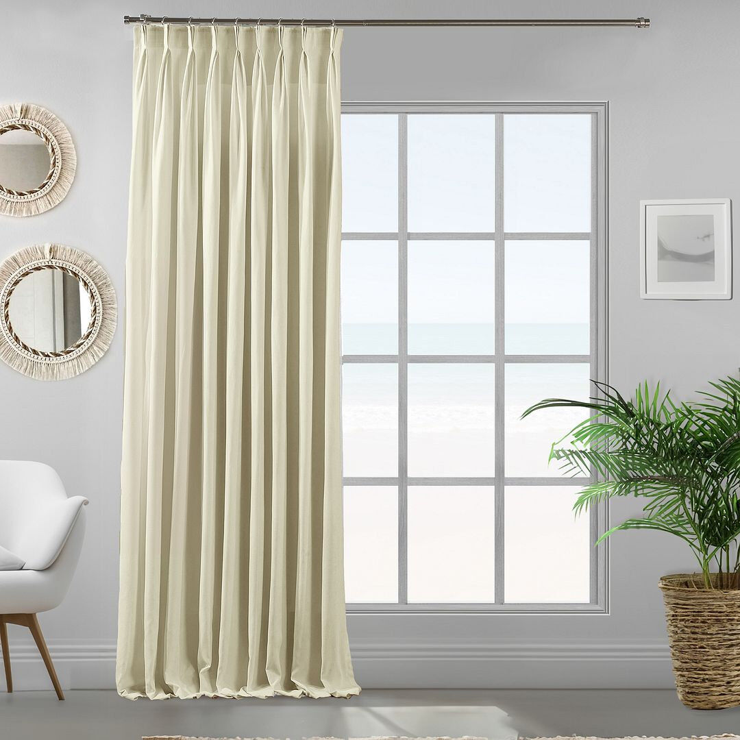Lilijan Home & Curtain Triple Pinch Pleat Extra Long & Extra Width Decorative Single Curtain Panel Cream 245cm Width x 350cm Drop
