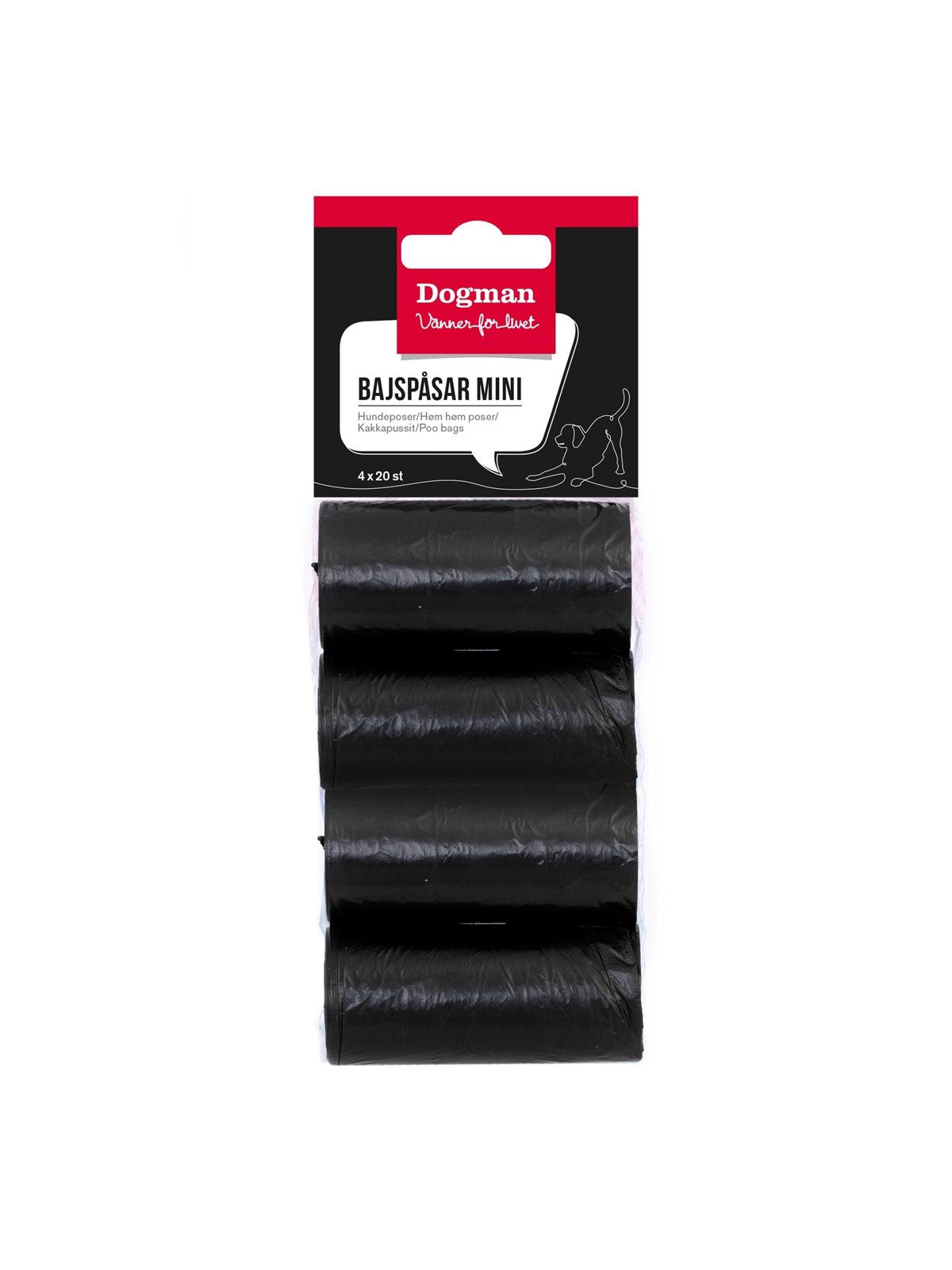 Dogman Kompakte schwarze Mini-Kotbeutel (4x20 Stück)