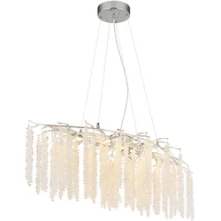 Pendelleuchte Hängeleuchte Deckenlampe Metall verchromt Kristalle klar H 120 cm