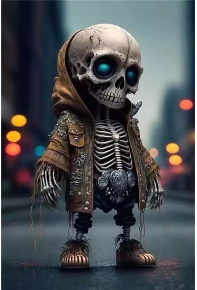 INF Trendige Totenkopf-Figur mit Kapuzenpullover – Dekorative Skulptur für Zuhause & Büro