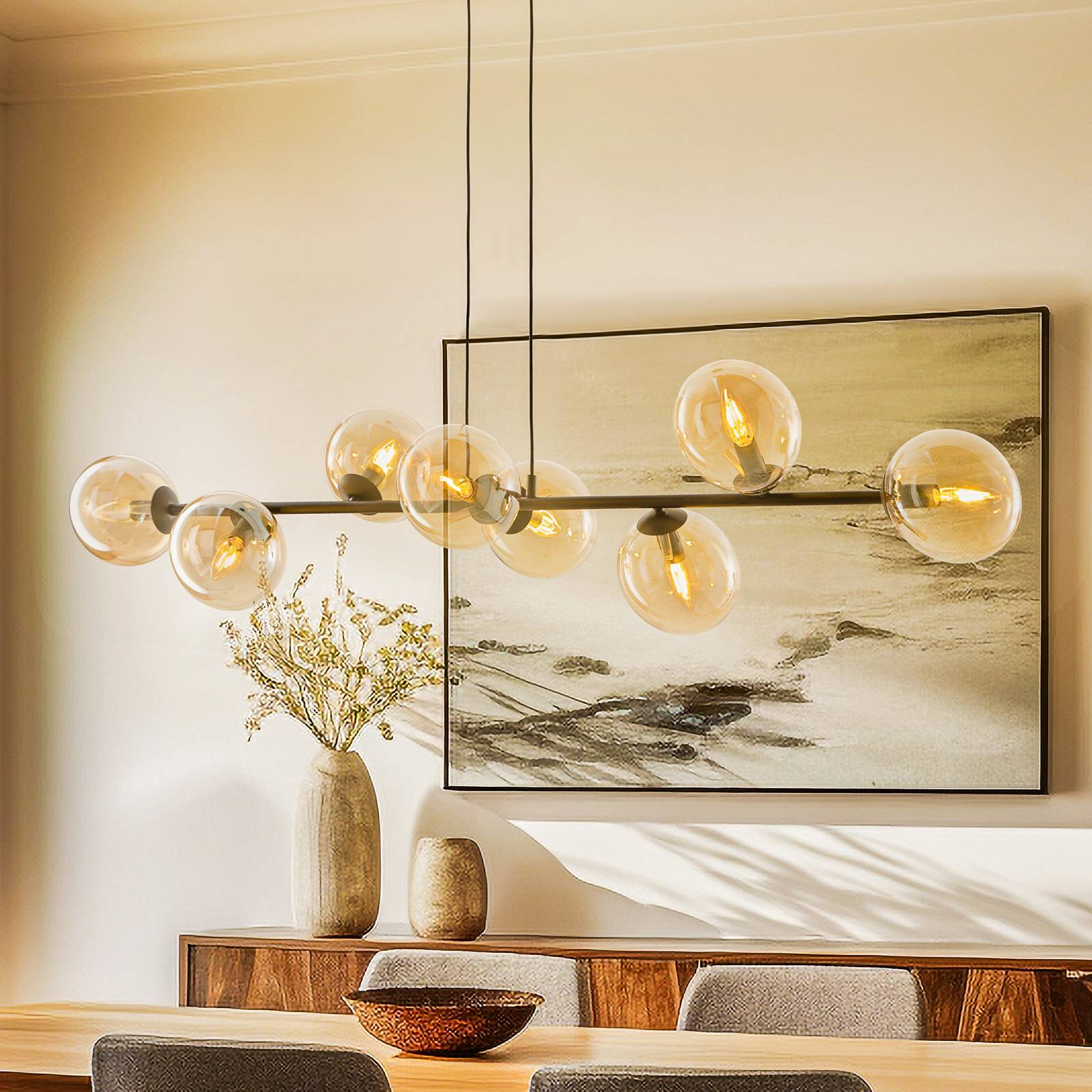 Hängelampe Glassy EMIBIG LIGHTING, dimmbar, schwarz, für Wohn- / Esszimmer, Metall, Modern, Pendelleuchte