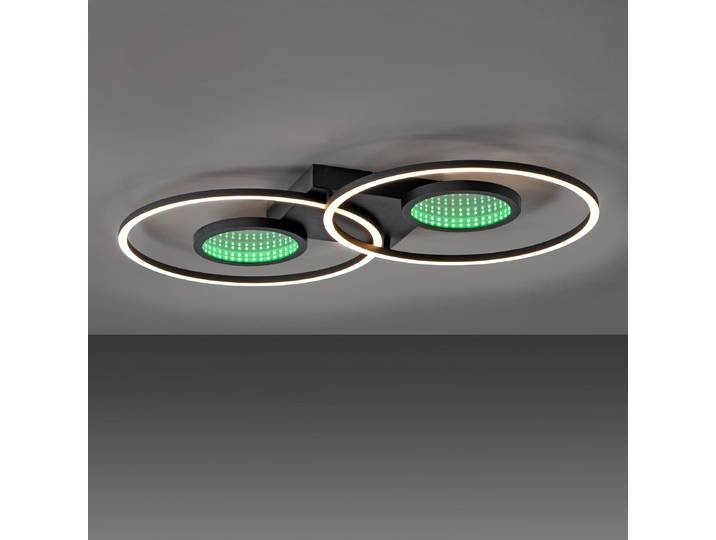 Plafonnier LED Q-Emilia 39 x 7 x 70cm Noir Aluminium, laqué LED Module LED