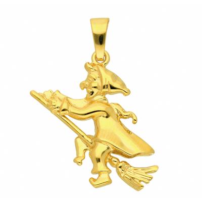 Kettenanhänger ADELIA´S "Anhänger Hexe 333 Gold ( 8K )", gold, Schmuckanhänger, Damen, Gold, Kettenanhänger, Goldanhänger Hexe