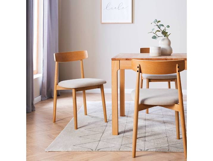 Esszimmerstuhl Lolif 2er-Set 47 x 78 x 51cm Beige/Beige Eiche Hell