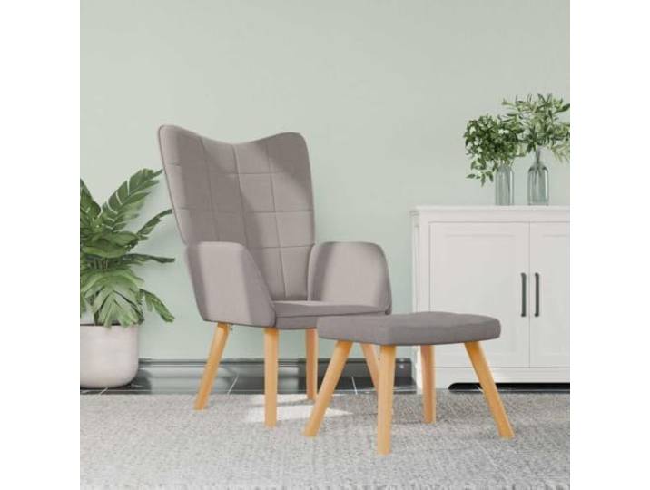 HEFZGDB Relaxsessel mit Hocker Taupe Stoff Moderner Sessel mit Fußhocker und weichem Bezug Bequeme Schaumstoffpolsterung Stahlrahmen Holzbeine Stabilität Langlebigkeit Wohnzimmer