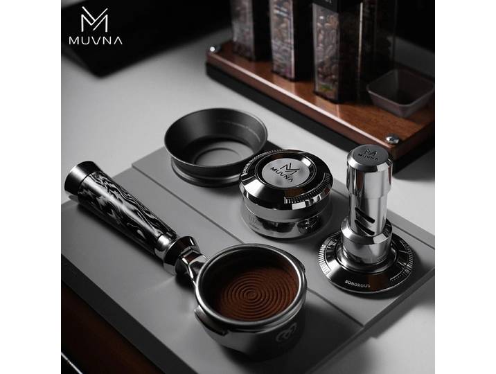 Muvna 51/53.35/58.35MM Tamper à expresso pour barista avec 4 tampons calibrés en acier inoxydable à ressort, accessoires