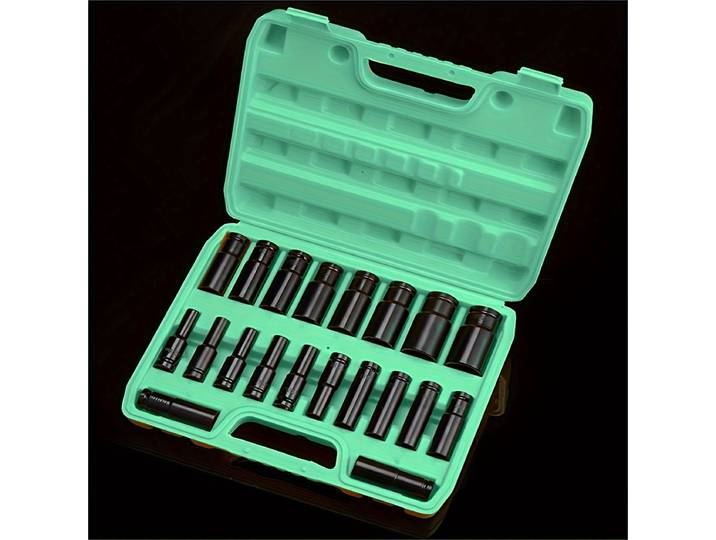 Jeu de 20 clés électriques de 8 à 32mm, perceuse électrique hexagonale en acier à haute teneur en carbone, tournevis pneumatique, douille noire