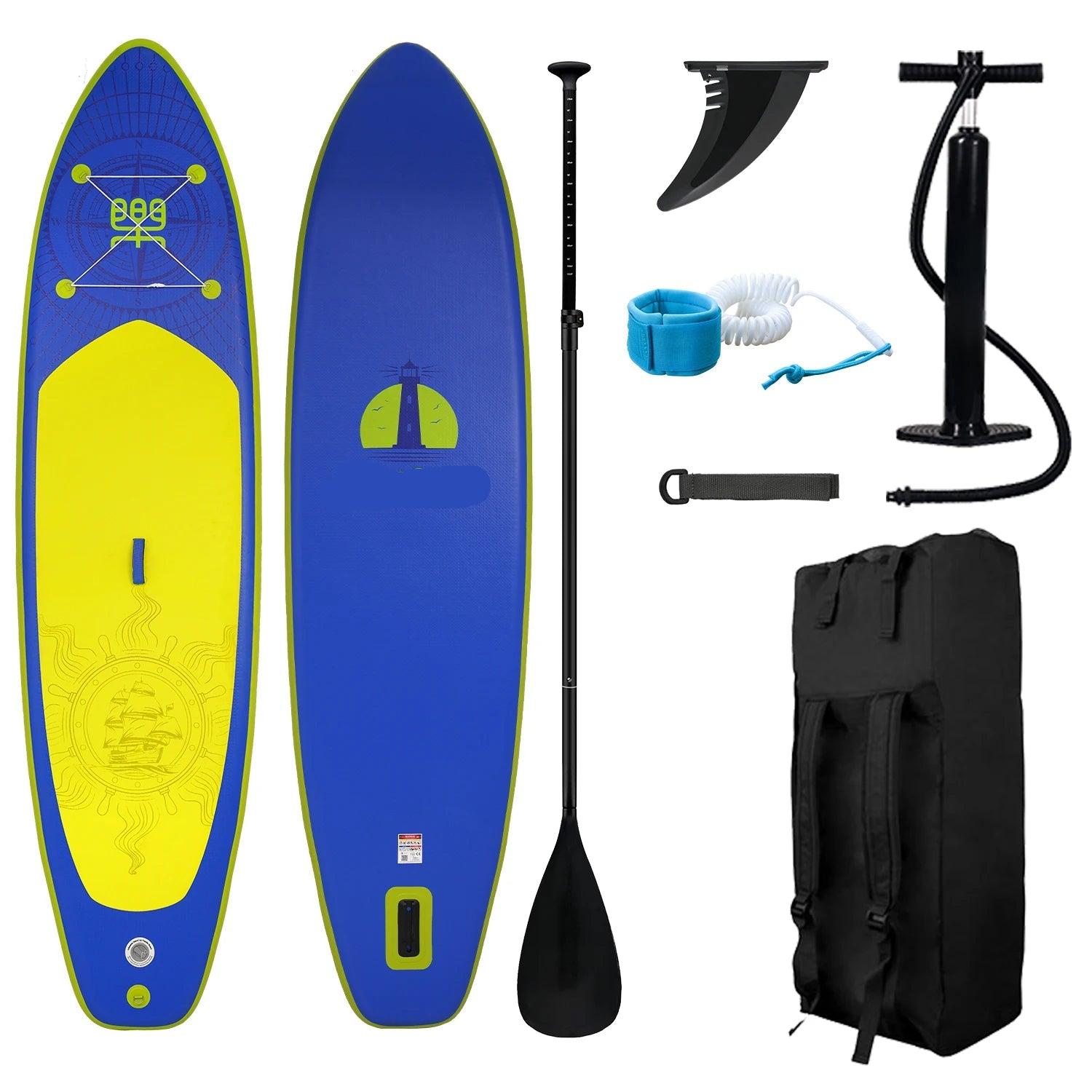 Stand-Up-Paddleboard - Paddelbrett - Surfbrett - Aufblasbares Brett - Mit Sitzfläche - Inklusive Paddel - Flosse - Sicherheitsleine - Leine