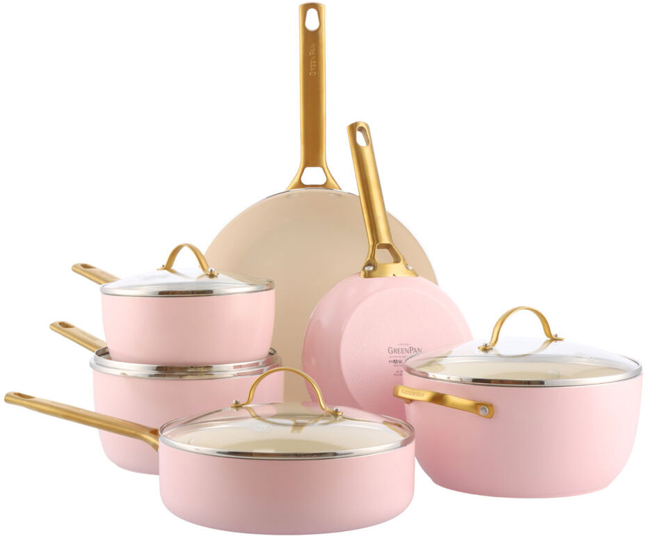 GreenPan Padova Reserve PFAS Free Non Stick 6 Piece Cookware Set Pink