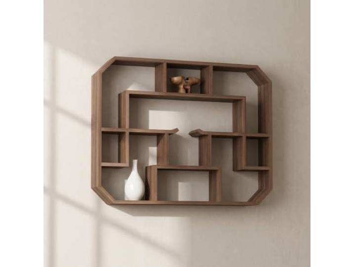 Wandregal aus Massivholz, Tassenhalter für Kaffeetassen, Wandmontage Einfache Montage, Rustikales Design, Vielseitig Einsetzbar, Küche und Wohnzimmer(L73*H55cm/28.7*21.7in)