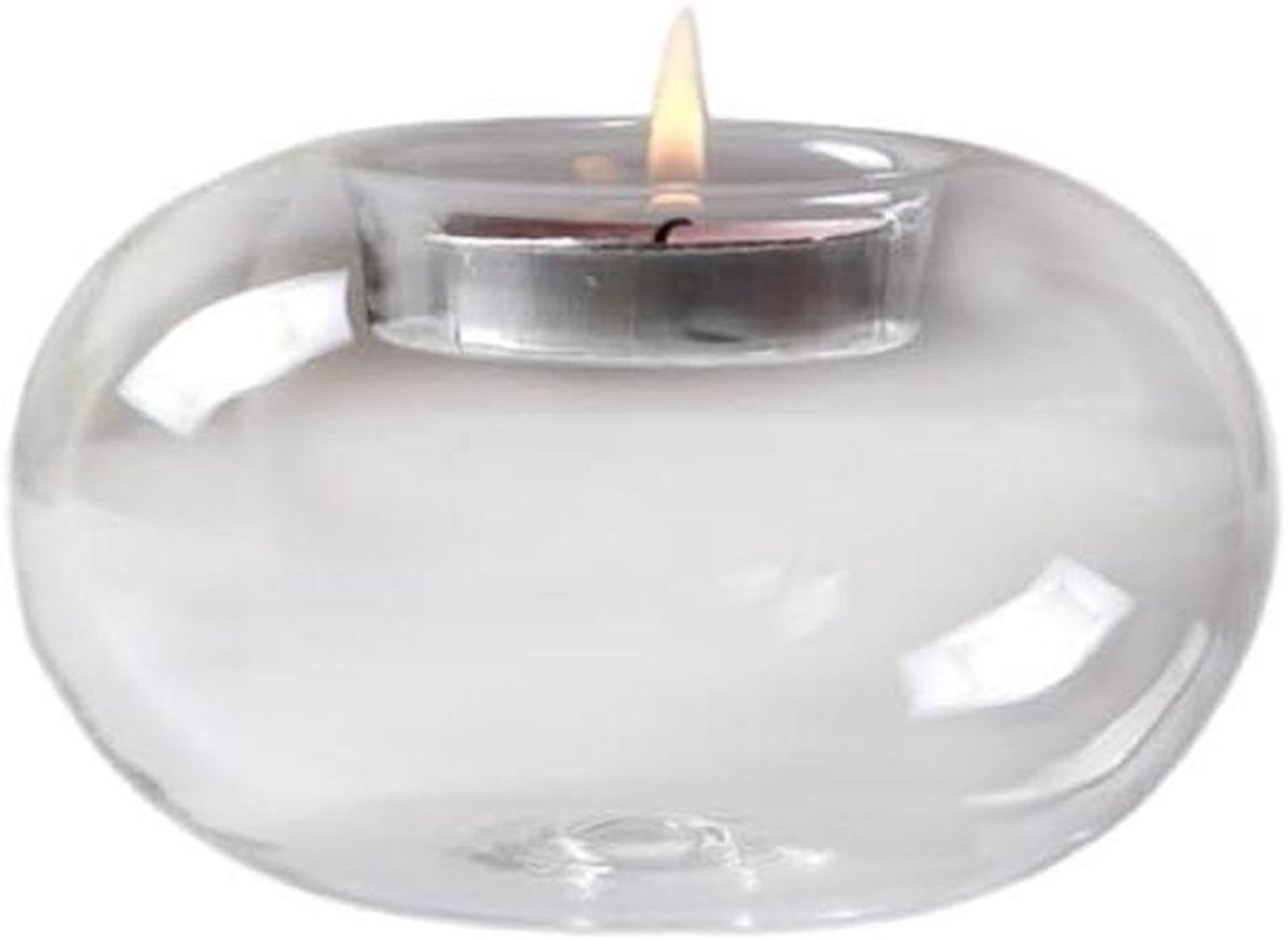 Set van 4 handgemaakte transparante glazen kandelaars van 10 cm