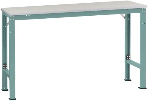 Manuflex AU7127.5021 Arbeits-Grundtisch UNIVERSAL Spezial mit Kunststoffplatte, BxTxH = 2000x1000x722-1022mm Wasserblau