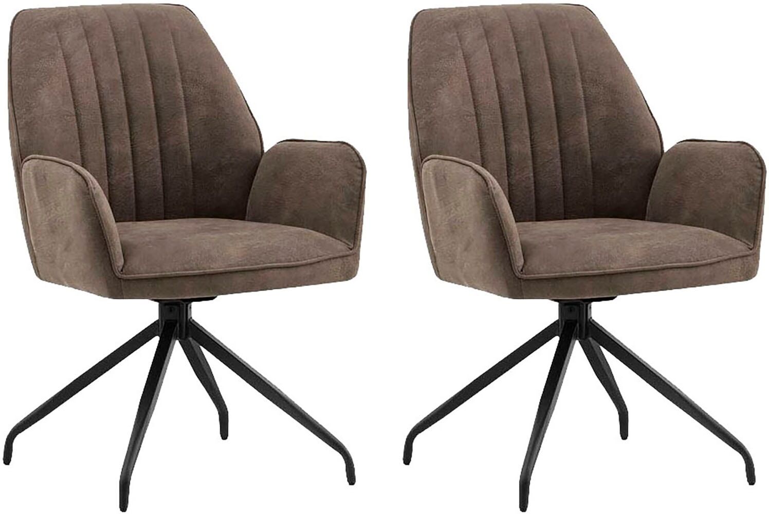 Stuhl HOME AFFAIRE "Pollenca", mud, schwarz, mud, B:56cm H:86cm T:64cm, Metall, Stühle, Stuhl, tolle Optik mud, schwarz, mud B/H/T: 56cm x 86cm x 64cm, 2 Stk., Microfaser uni, 2er Set,schamm