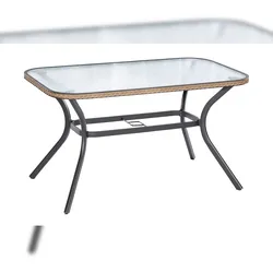 Merxx Ravenna Tisch 150 x 85 cm, Aluminium/Kunststoffgeflecht/Glas, Graphit/Natur