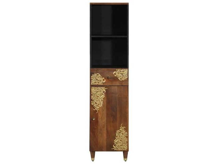 Buffet en bois de manguier - - Marron miel - 38x33x160 cm - Bois de manguier massif - Avec tiroir
