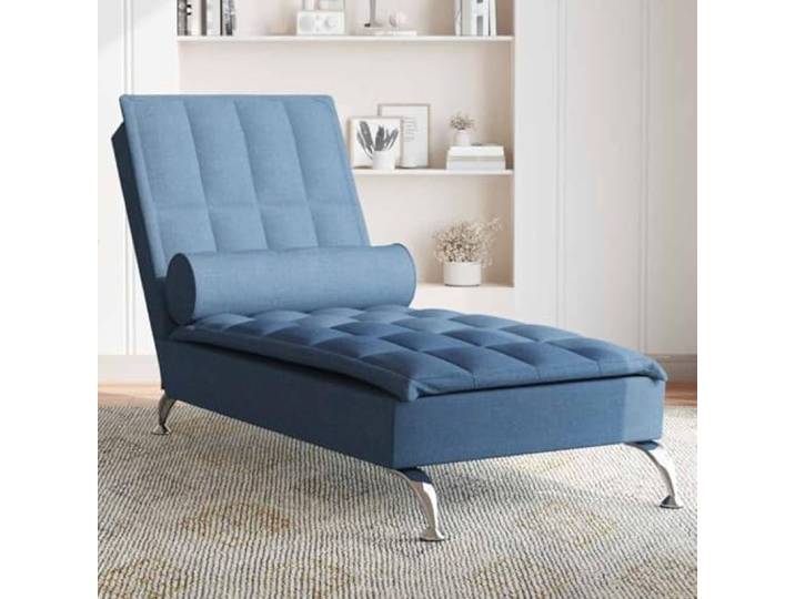 LPERTGFHU Chaiselongue mit Massagefunktion, Relaxliege Stoff, Blau Integrierter Massagepunkt, Verchromte Metallbeine, Atmungsaktives Material