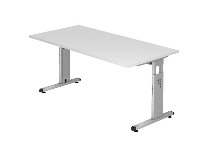 MEGA 16 S Schreibtisch 160 x 80 höhenverstellbar Weiß/Silber