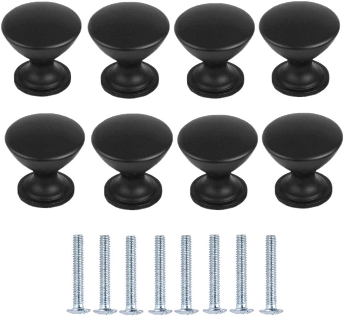 8x Ronde Aluminium Zwarte Kastknoppen voor Keukenkastjes en Laden