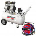 COMPRESSEUR AERFAST silencieux AC24050 Cuve 50 litres avec enrouleur tuyau 30 mètres