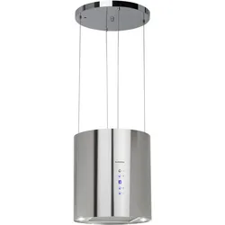 Barett Inselabzugshaube Ø35cm Umluft 522 m3/h LED Aktivkohlefilter Edelstahl gebürstet